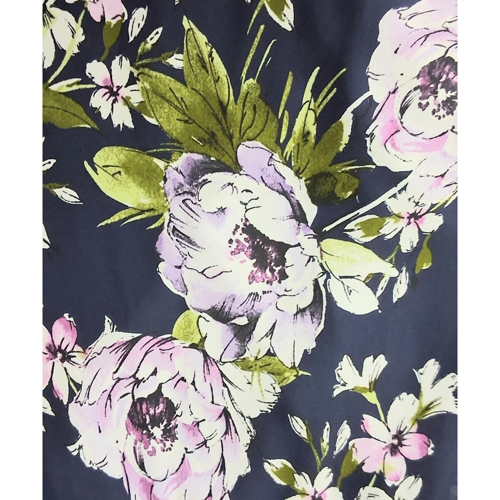 Connected Apparel Dress Size 6 Navy Purple Floral Sleeveless Lined Pre-owned - Picture 7 of 11
